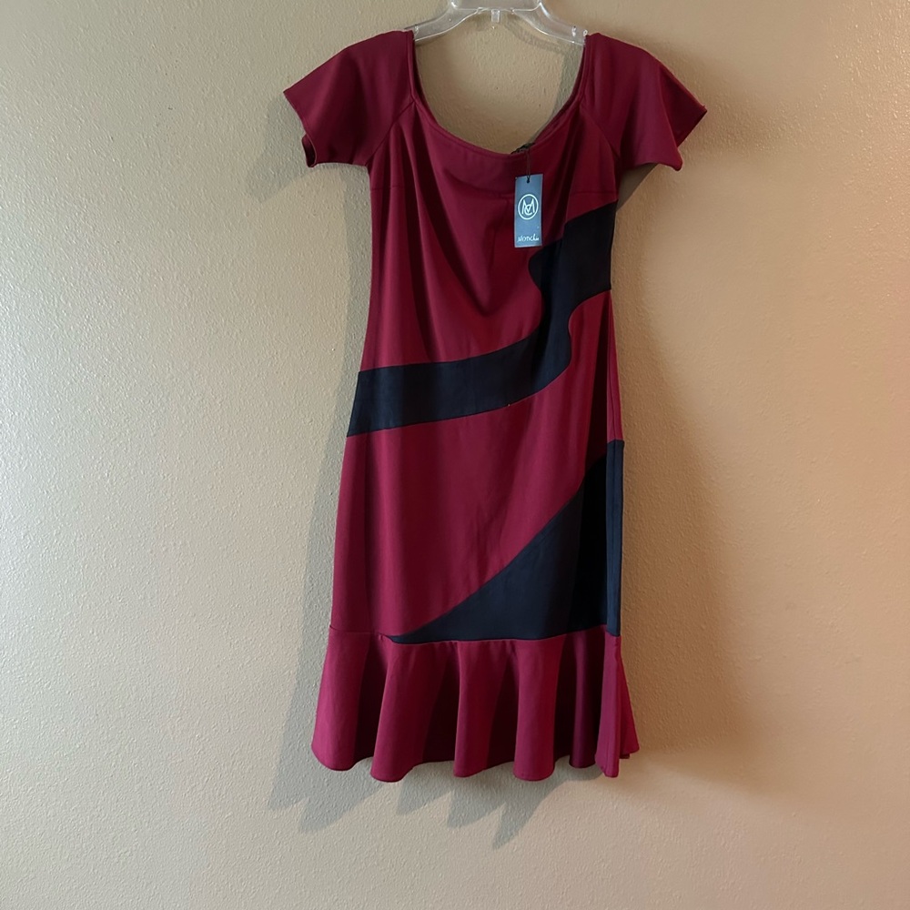 Sassy Red Sheath Mini Dress with Flutter Sleeves and Scoop Neck